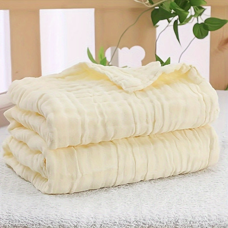 6-Layer Muslin Gauze Baby Bath Towel Blanket, Ultra-Soft Absorbent Bubble Gauze Wrap for Newborn Infant, Skin-Friendly Pure Cotton Swaddle Towel for Boys & Girls