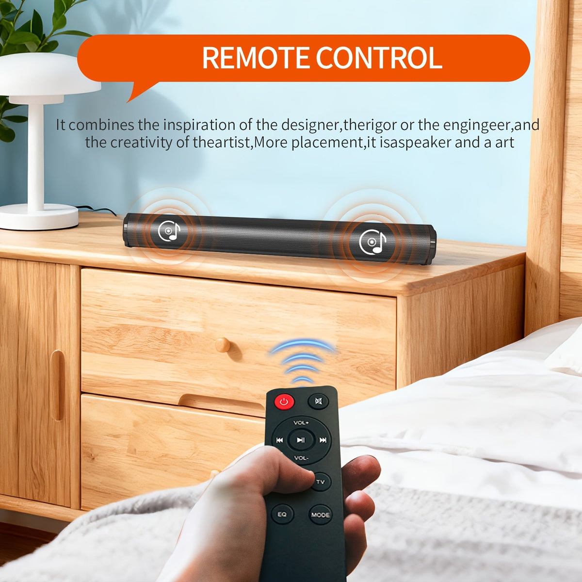 4D Surround Sound Speaker System with Hi-Fi Subwoofer - Wired & Wireless, IR Remote Control, Portable Soundbar for TV Computer Laptop Home Theater - Black