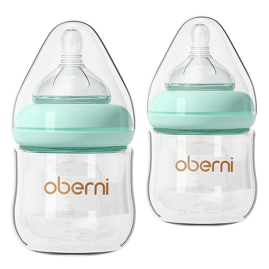 Oberni Anti-Colic BPA-Free Glass Baby Bottles, 4oz 120ml Slow Flow Nipple that Mimics Breastfeeding for Easy Breast-to-Bottle Switch, for Infants 0+ Months, Pink & Blue, 2-Pack & 3-Pack