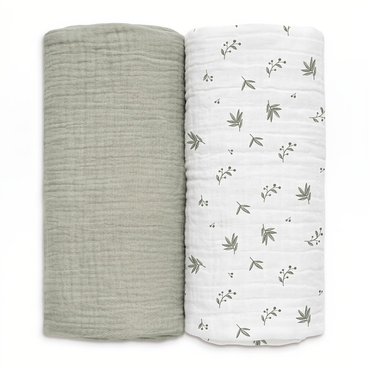 2-Pack Large Muslin Receiving Baby Blanket 38"x40", Soft Breathable Unisex Swaddle Blankets for Newborn Boys & Girls, Pink Green & Blue