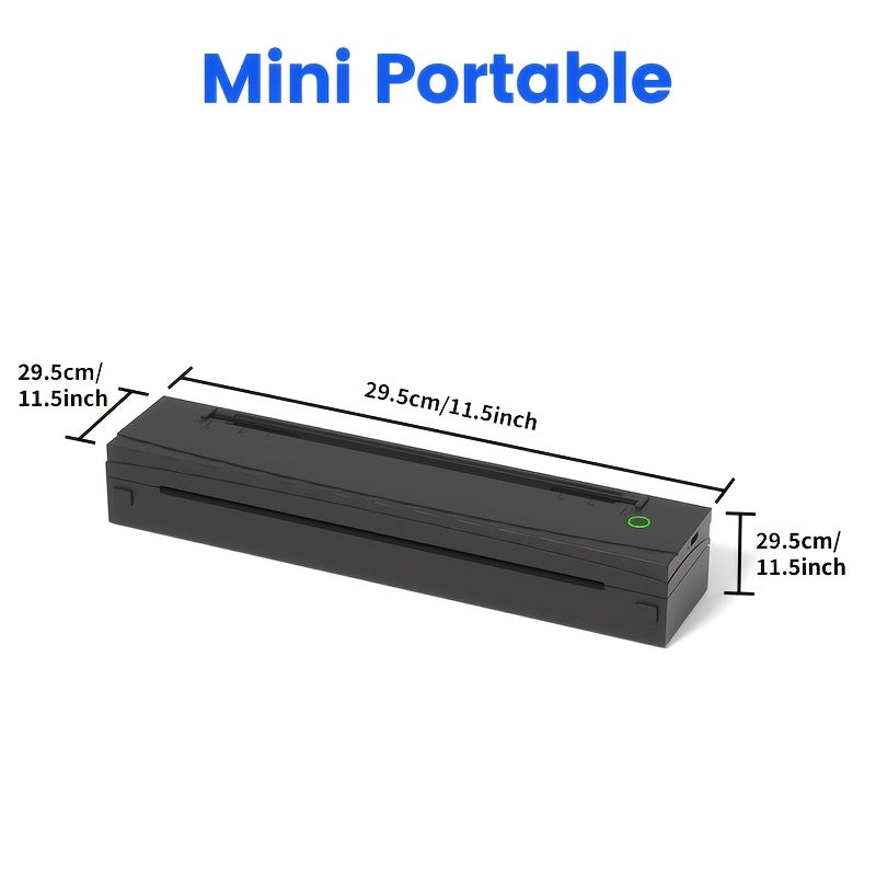 Portable A4 Wireless Thermal Tattoo Stencil Printer - Inkless, Rechargeable, Supports Transfer Paper Roll & Fanfold, Compatible with Android, iOS, Laptop & Tablet - Black