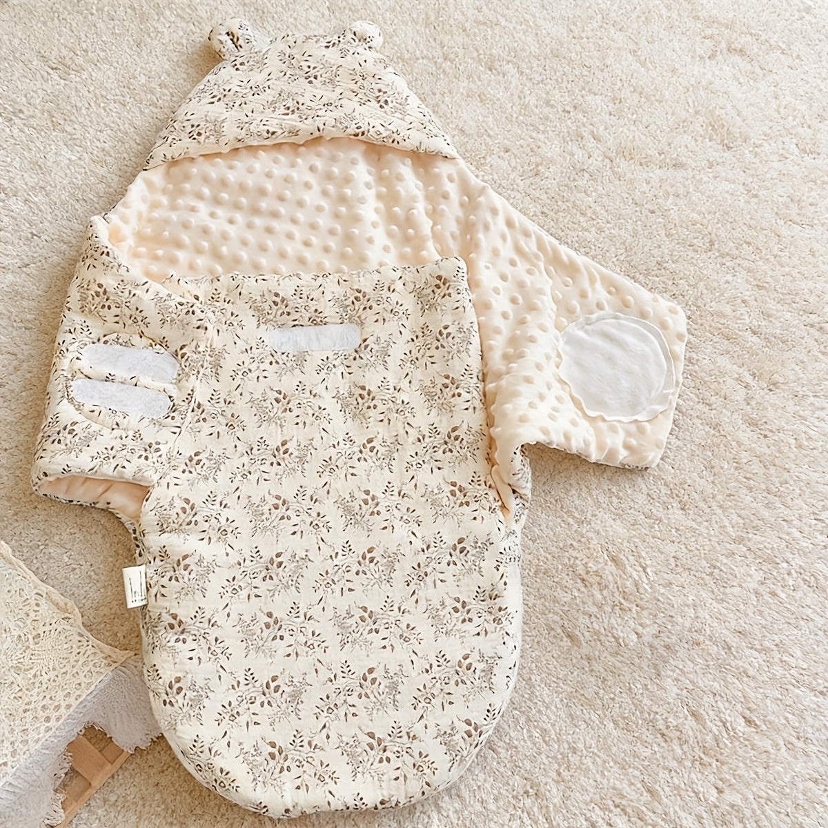 Thickened Baby Blanket with Beanbag Filling, Extra Comfort Warm Cozy Infant Blanket for Newborns & Babies, Soft Plush Baby Cuddle Blanket, Jungle Bunny & Flowering Hibiscus