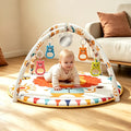 Baby Play Gym & Activity Mat with 5 Detachable Toys, Animal Pattern Infant Tummy Time Mat for 0-12 Months, Sensory Development Crawling Mat with Non-Slip Base, Machine Washable & Foldable