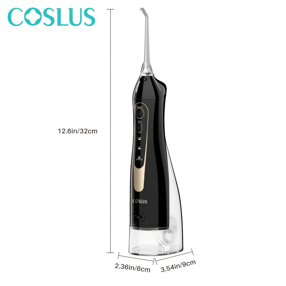 COSLUS CX20 Cordless Water Flosser with 4 Modes & 5 Tips - IPX7 Waterproof, 30-Day Battery, USB Rechargeable, Portable Oral Irrigator for Teeth Cleaning Travel Home - Black Gold & White Gold