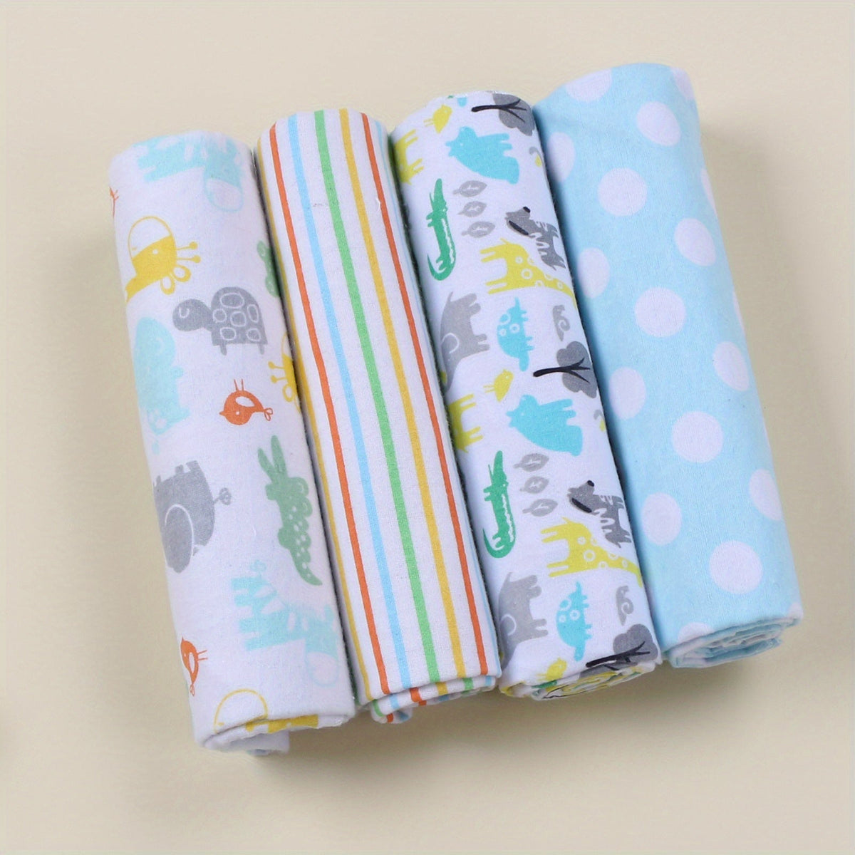 Cotton Flannel Baby Swaddle Blankets Set of 4, Soft Infant Wrap Receiving Blanket for Newborn 0-12 Months, Breathable Muslin-Style Nursery Bedding