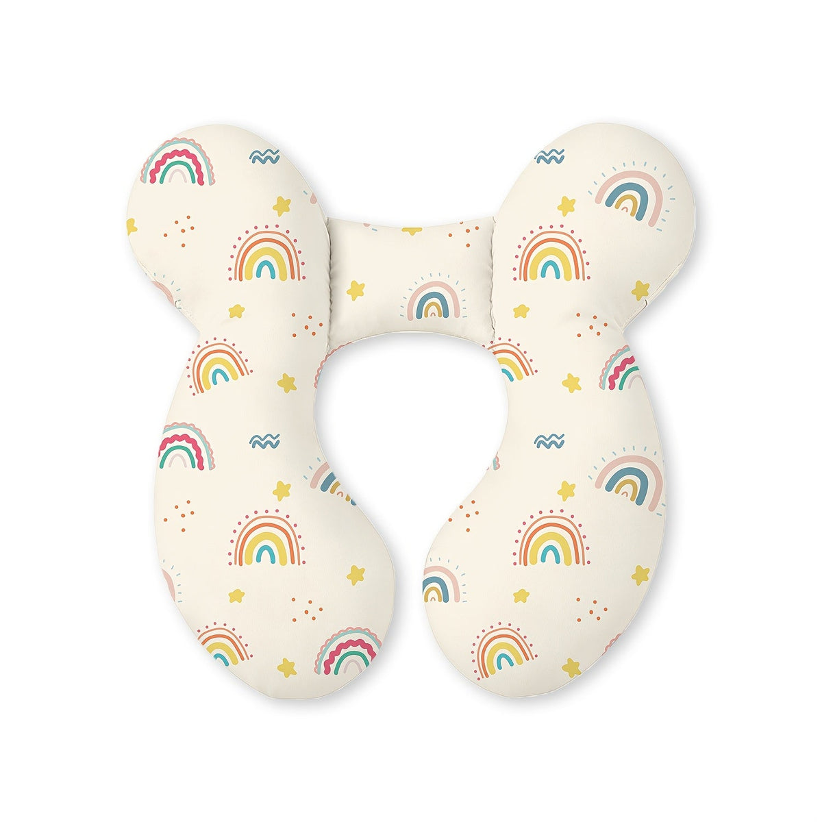 Kids Car Seat Headrest Pillow, Universal Child Head Support Neck Pillow for Boys & Girls, Cute Patterns including Green Leaves Pink Bow Rainbow Grey Stars & Gray Clouds
