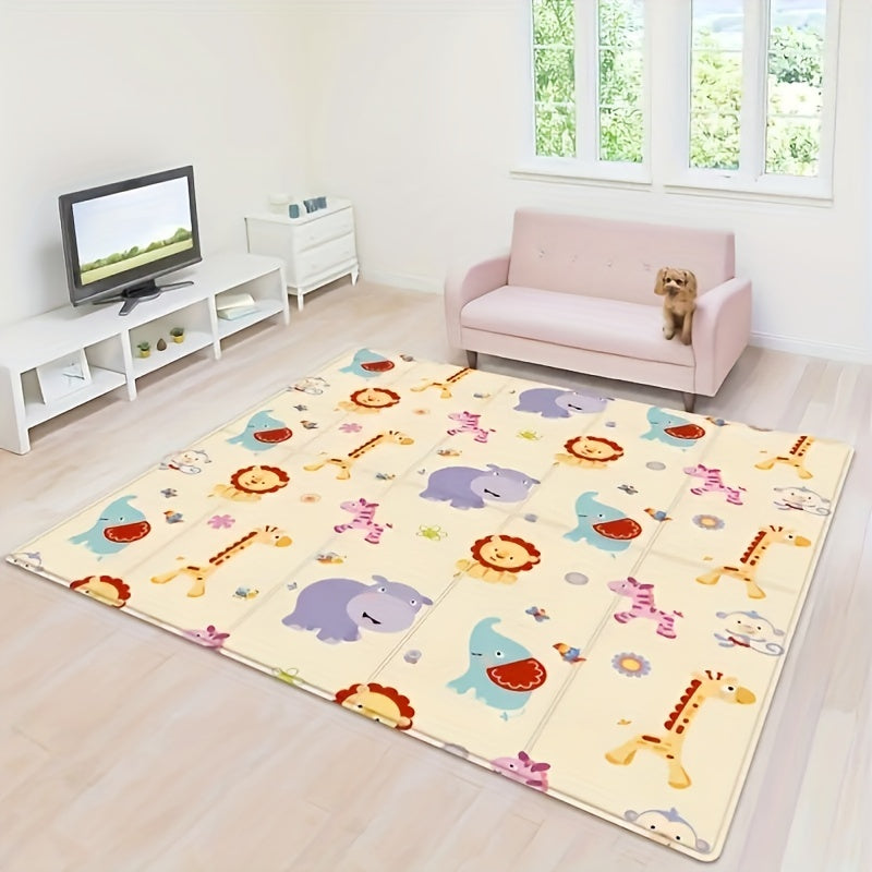 Double-Sided Foldable Kids Play Mat 71x39 Inch, Waterproof Non-Slip Foam Crawling Rug with Educational ABC Numbers & Rhymes, Playpen Floor Mat for Children's Room & Activity Area, White