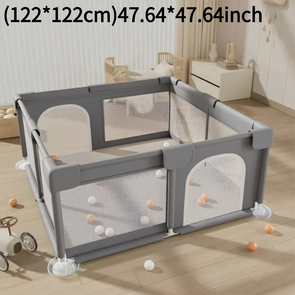 Baby Playpen & Kids Activity Center, Sturdy Safe Soft Breathable Mesh Indoor & Outdoor Toddler Play Yard, Easy Assembly Durable Baby Play Pen for Infants & Toddlers, Multiple Sizes, Beige & Grey