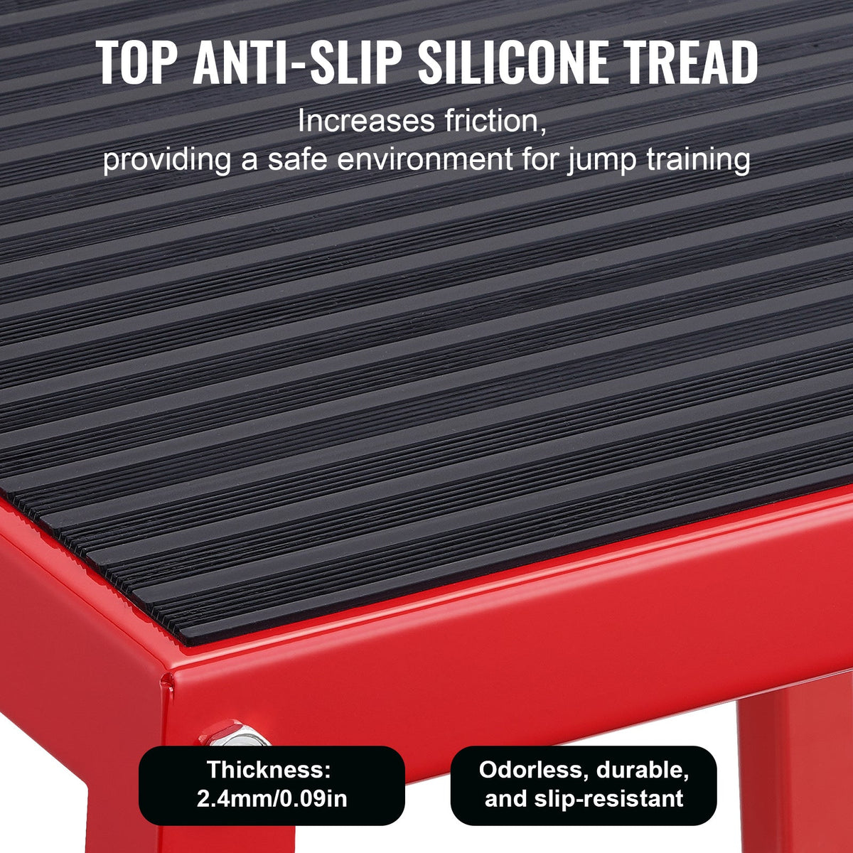 VEVOR 12-Inch Plyometric Jump Box Steel Plyo Platform Anti-Slip Silicone Top 500 Lb Capacity for Home Gym Training Box Jumps Step-Ups & Strength Conditioning – Red