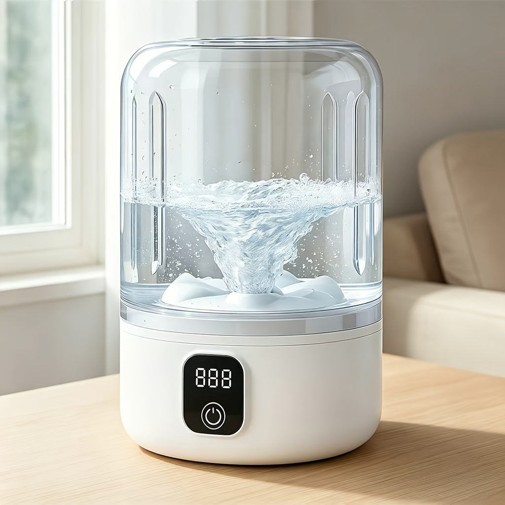 Mini Portable Washing Machine with 4000mAh Battery - USB Rechargeable Travel Laundry Washer for Underwear Bra Socks, LED Display, One-Touch Operation, Space-Saving Design for Dorm RV Camping