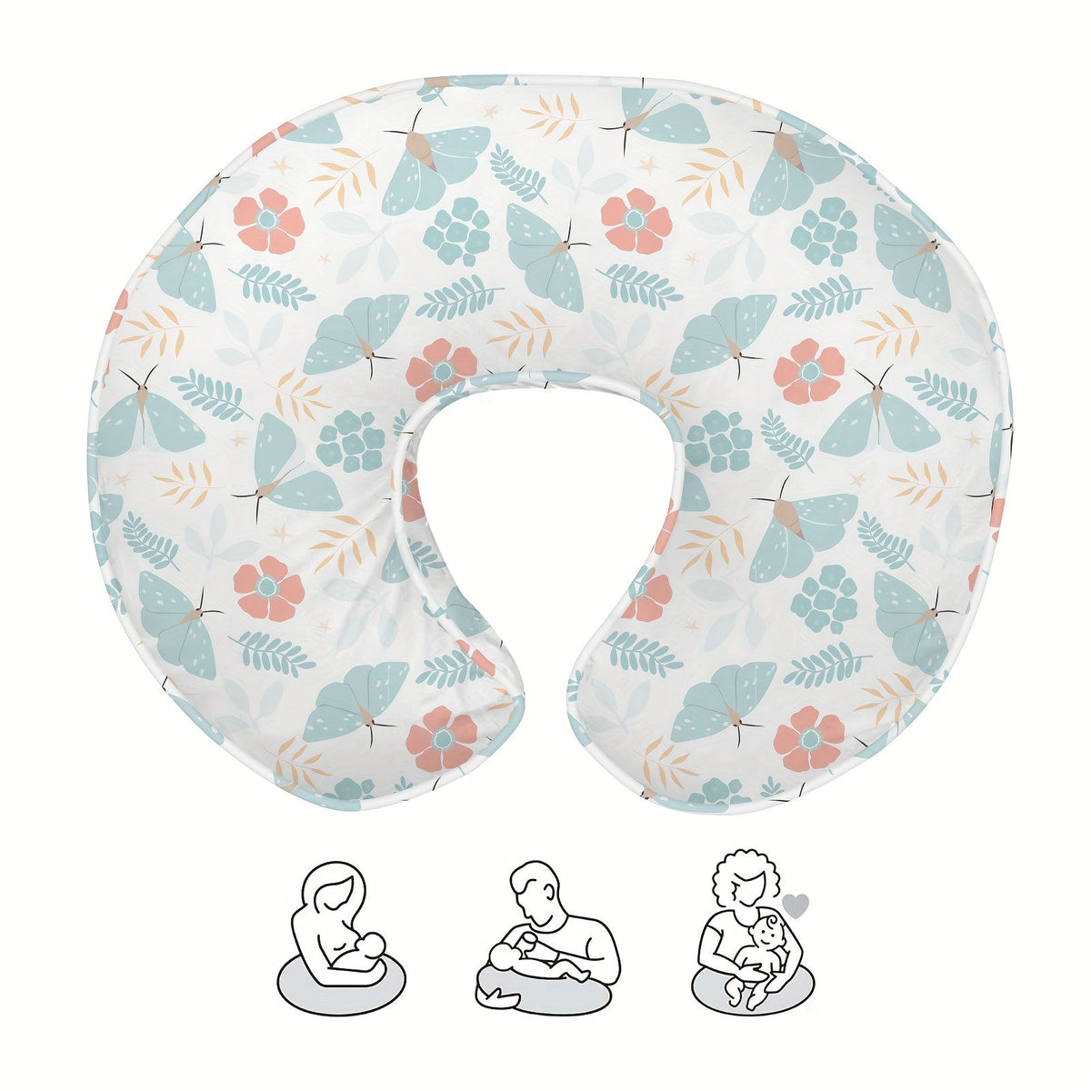 Butterfly Nursing Pillow for Breastfeeding & Bottle Feeding, Soft Breathable Ergonomic Baby Feeding Support Pillow for Moms, Multifunctional Travel Nursing Cushion for Babies 0-12 Months, Jungle Elephant