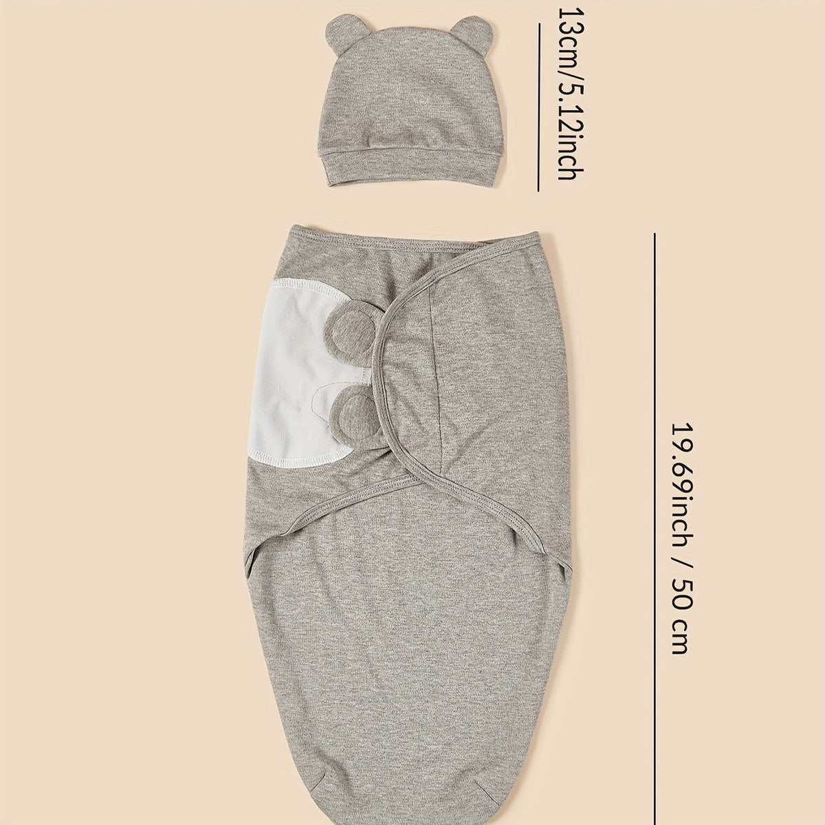 3-Pack Newborn Swaddle & Hat Set for Spring & Summer, Soft Swaddle Cloth with Matching Hat for Infants, Gray Wavy Cloud Pink Rabbit Bear White Rabbit & Gray Rocket Cloud