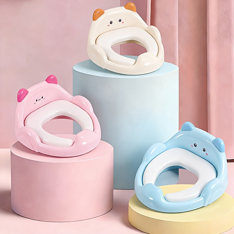 Baby Potty Training Toilet Seat for Boys & Girls, Soft Cushioned Toddler Toilet Seat with Safe Non-Slip Design, Easy to Clean Potty Seat for Toddlers, Pale Yellow Blue & Pink