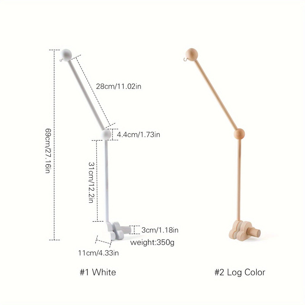 Wooden Cloud Baby Bed Bell Bracket, Nursery Mobile Hanger for Crib & Bedside, Children's Room Hanging Toy Arm Bracket Accessory, Baby Shower & Birthday Gift
