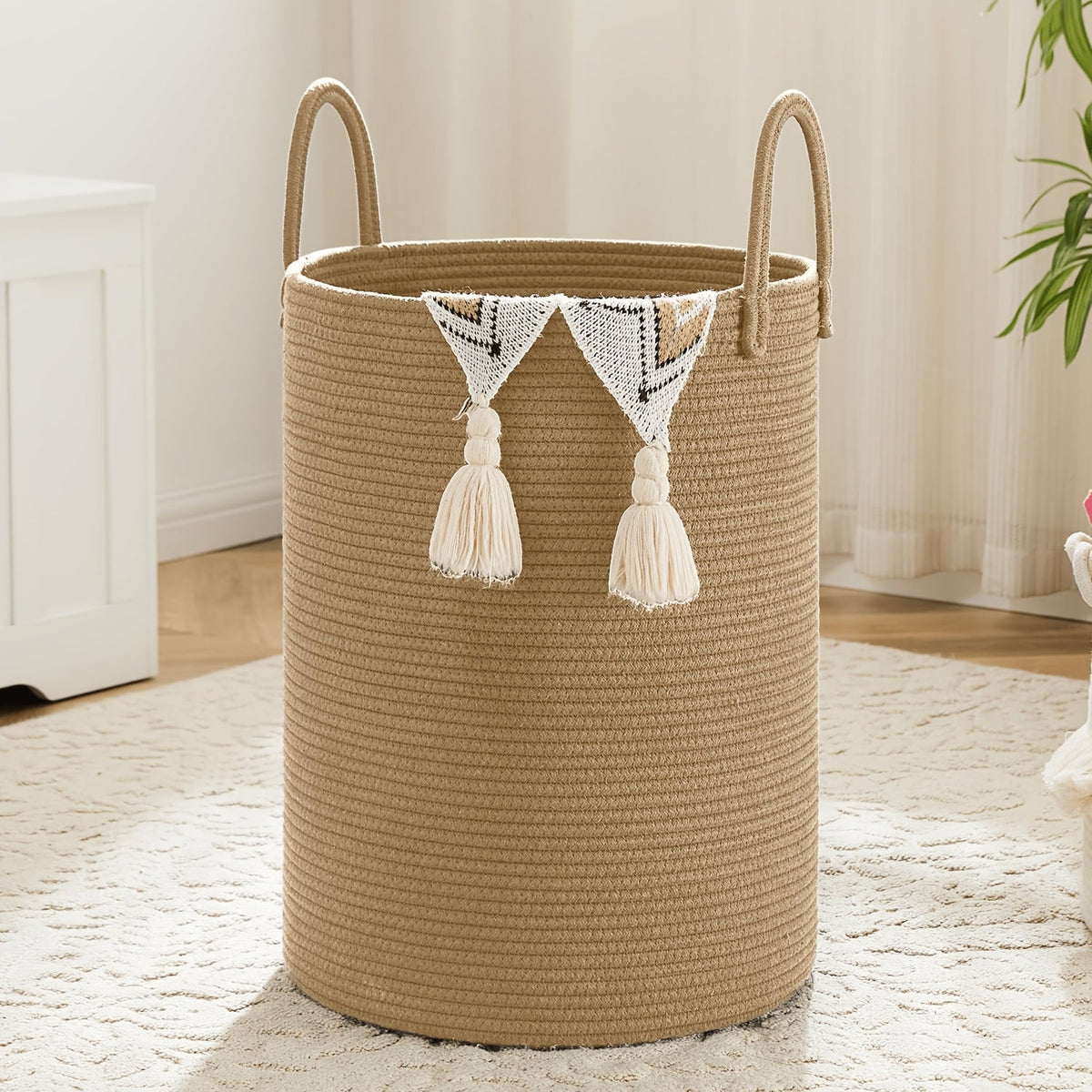 Collapsible Cotton Rope Woven Laundry Basket, Natural Elegant Laundry Hamper for Bathroom Nursery & Living Room, Versatile Storage for Clothes Toys & Blankets, 40L 60L 80L 100L, 9 Colors
