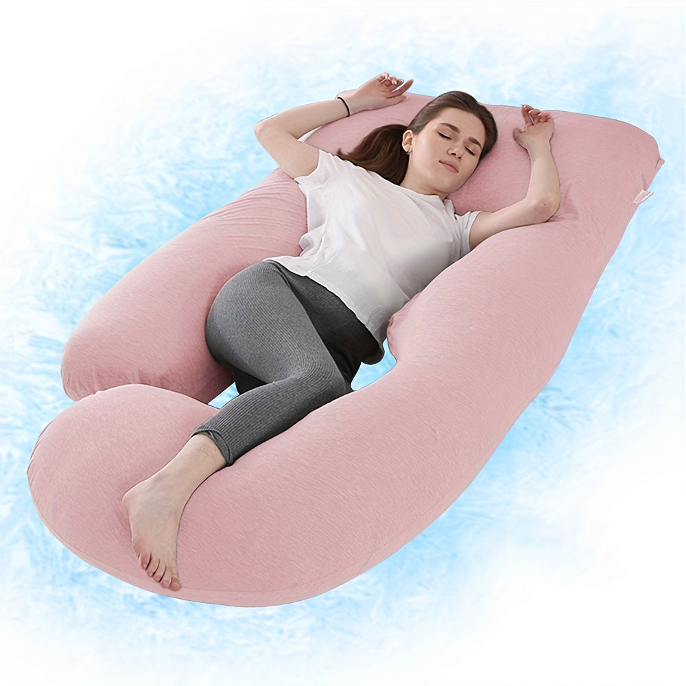 J & U-Shaped Pregnancy Pillow, Full Body Maternity Pillow with Velvet & Flannel Cover, Back, Legs & Belly Support for Pregnant Women, 43", 47" & 55", Multiple Colors