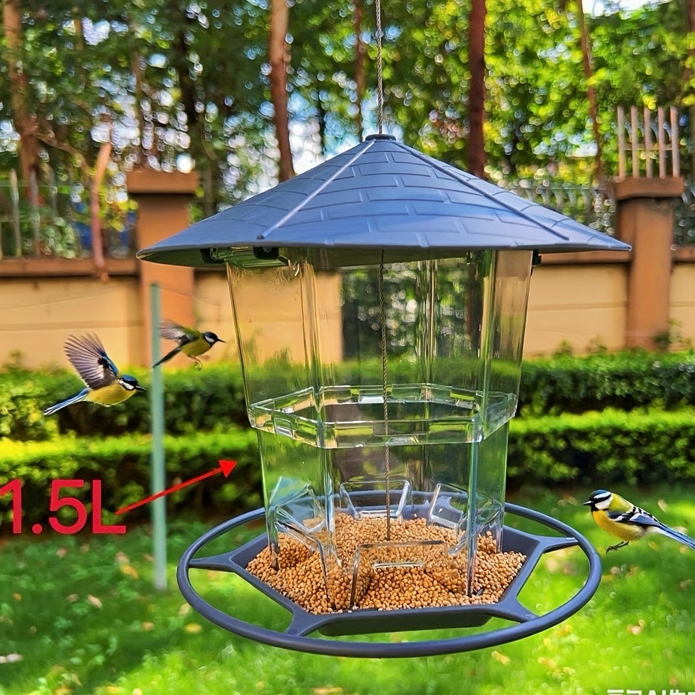 Minimalist Outdoor Hanging Bird Feeder – Automatic Hummingbird Feeder for Garden & Wild Birds, Large Capacity Option, Brown Green Grey, Decorative Hanging Birdhouse for Backyard Patio Balcony