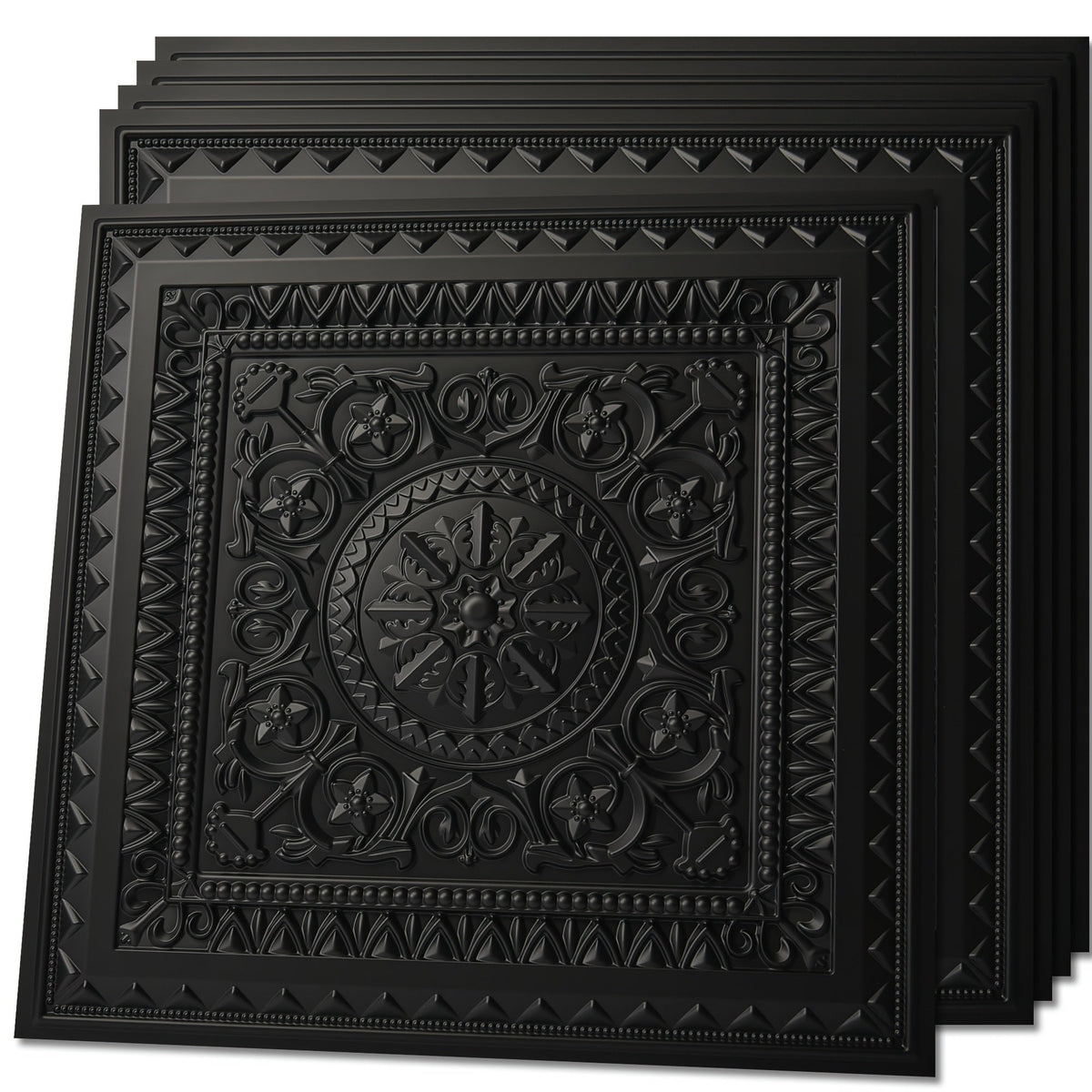 3D PVC Ceiling Tiles 2'x2' - 12-Pack, 48 Sq.Ft, Drop Ceiling & Glue-Up, Waterproof, Lightweight, Paintable - Ceiling & Wall Decoration, Remodeling - Black & White