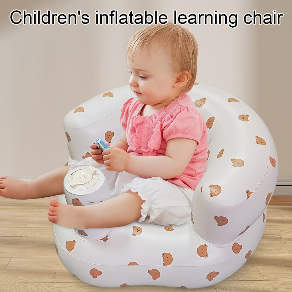 Inflatable Baby Toddler Floor Seat with Air Pump Portable Cushion for Learning to Sit Feeding Camping Travel – Cute Animal Design 0-3 Years