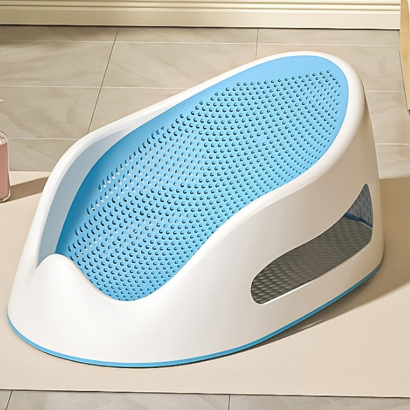 Baby Bath Support Seat with Non-Slip Pad, Newborn Lying Bath Tub Support for Comfortable Bathing, Ideal for Babies 0-6 Months, Infant Bathing Seat, Grey Blue & Pink