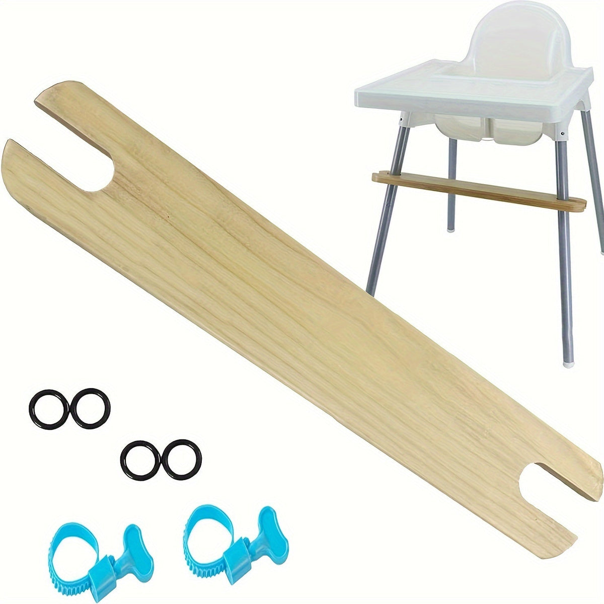 Adjustable High Chair Footrest, Natural Bamboo & Wood Anti-Slip Foot Rest for Baby High Chairs & Office Chairs, Compatible with IKEA Antilop & More