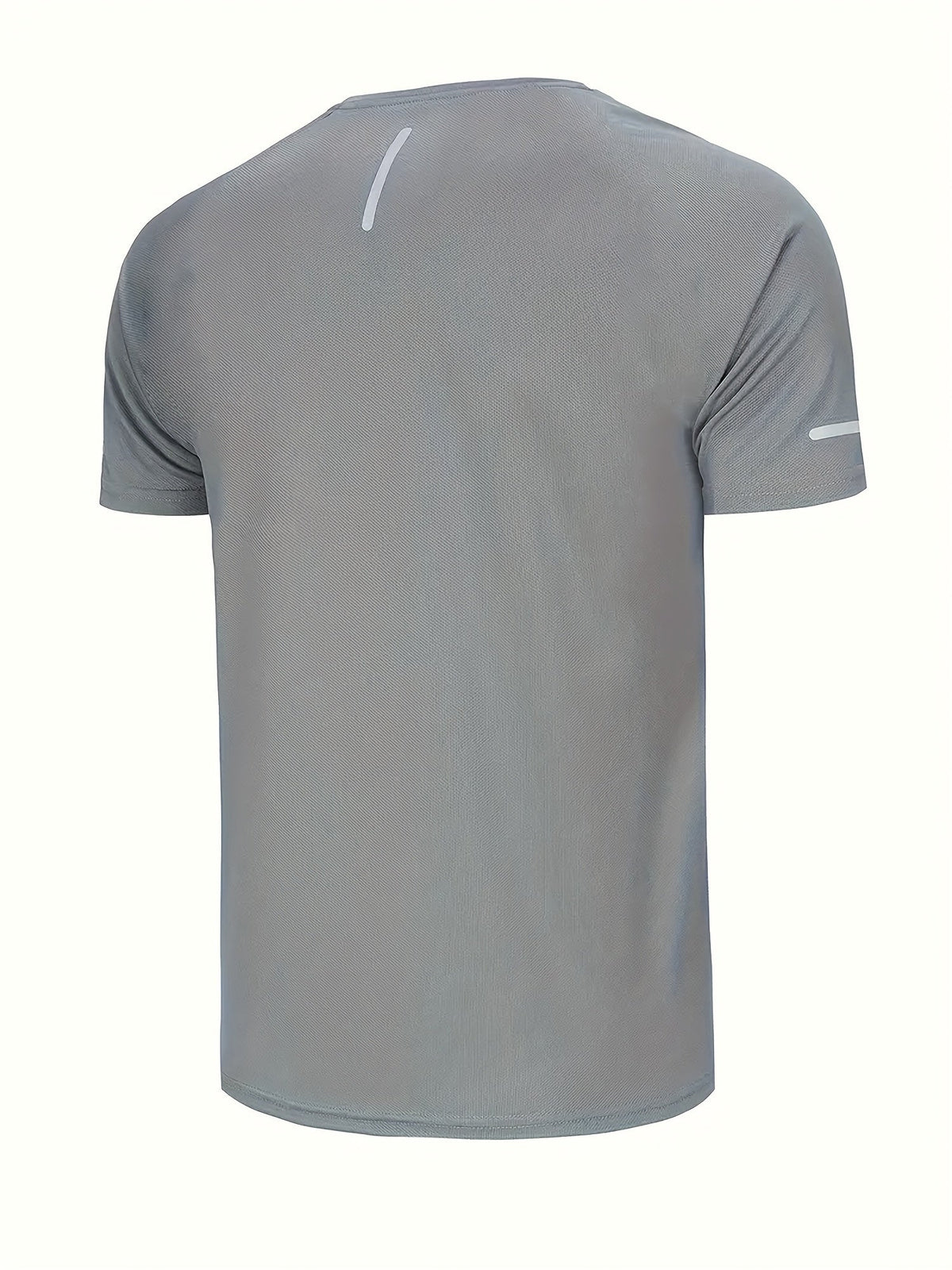 4-Piece Men's Athletic T-Shirts - Moisture-Wicking Quick-Dry Workout Tops with Reflective Stripes - Lightweight Breathable Gym & Running Shirts - XS–XXL - Gray, Navy Blue, Black & White