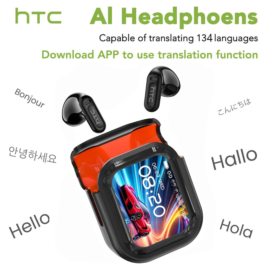 AI Translator Headset - Real-Time Translation in 131+ Languages, Wireless, Touch Control, Smart LCD Screen, Gaming Mode, Compatible with PC, Phone & Tablet for Travel, Business & Everyday Use
