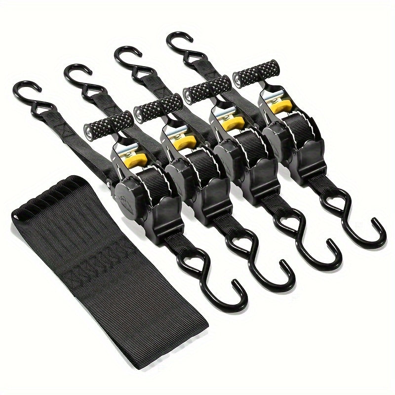 Heavy-Duty Automatic Retractable Cargo Strap - No Assembly, Free Extension & Contraction, Coilable - Moving, Towing, RV, Trailer & Vehicle Load Securing - Black