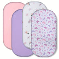 4-Piece Bassinet Fitted Sheet Set, 100% Polyester Soft Baby Sheets in Dinosaur & Lion and Flowers & Butterfly Prints, Blue & Navy Nursery Decor for Newborn Boys & Girls