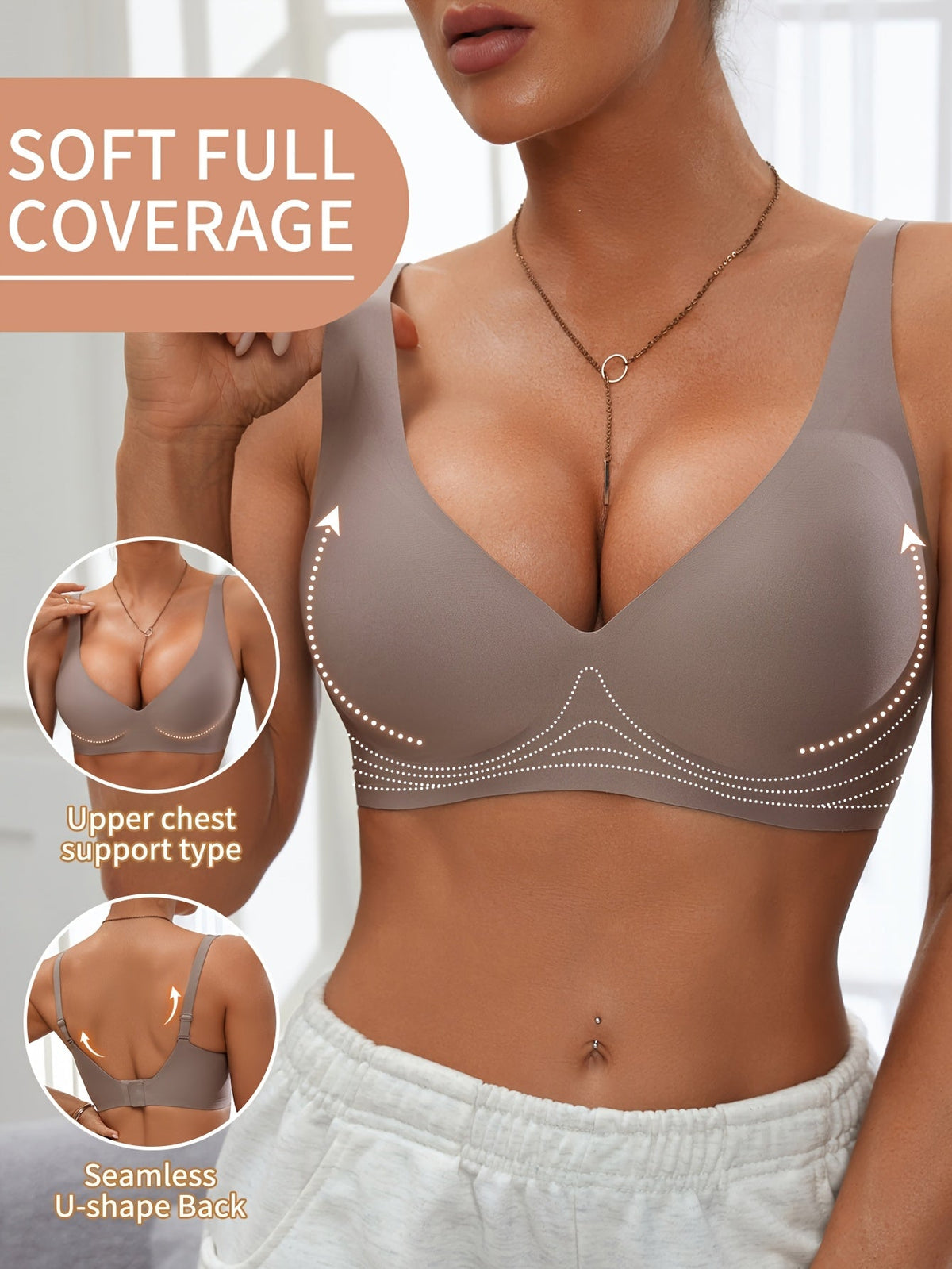Jelly Gel Push-Up Bra - Sexy, Comfortable & Lightweight Single-Piece Bra, S–XXL - Grey, Pink, White, Black, Wheat, Tawny, Rust & Royal Blue