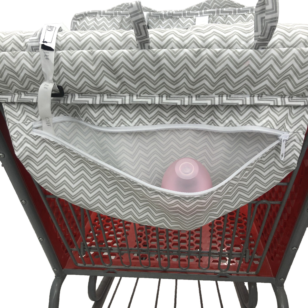 Baby Shopping Cart Cover & High Chair Cushion, Soft Premium Fabric Baby Cart Seat Cover for Supermarket Shopping Carts High Chairs & Trolleys, Skin-Gentle Padded Baby Outing Seat Cushion, Grey Stripe