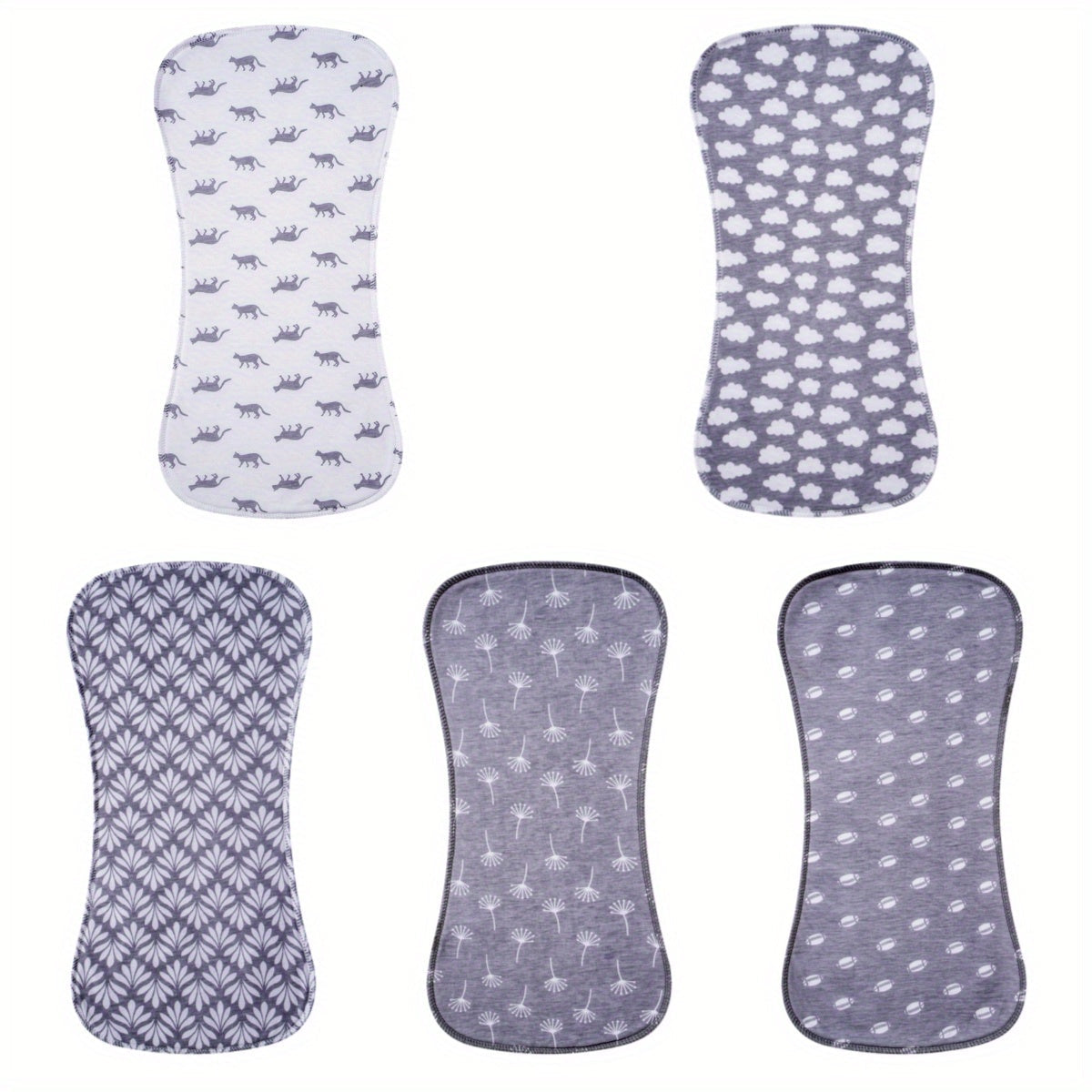 Cotton Baby Burp Cloths Set of 5, Extra Absorbent Soft Burping Cloths for Newborns & Infants, Reusable Spit-Up Rags for Boys & Girls, Baby Shower Gift