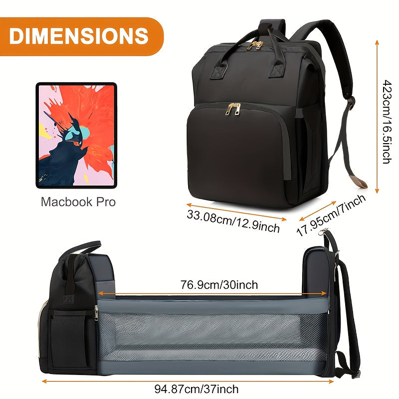 Versatile Baby Diaper Bag Backpack with Stroller Straps & Milk Bottle Pockets, Spacious Stylish Nappy Backpack for Boys & Girls, Infant Diaper Bag, Gray & Black