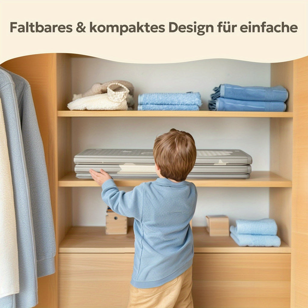 Extra Large Reversible Foldable Foam Baby Play Mat, Rainbow Cloud & Moon Design Non-Toxic Waterproof Floor Playmat with Edge Reinforcement & Travel Bag, 2 Sizes: 71x59" & 71x79"