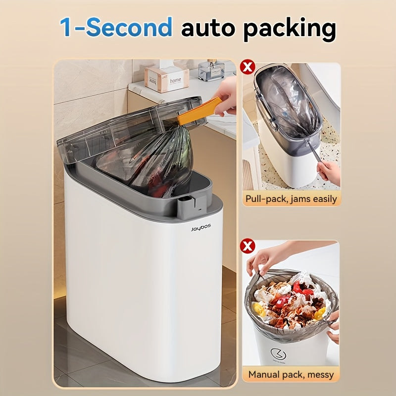 Automatic Sensor Trash Can with Drawstring Bags - Touchless Infrared, Self-Suctioning Bag, Slim Odor-Blocking Lid for Bathroom, Kitchen, Bedroom & Office - 1, 2 & 3 Pack