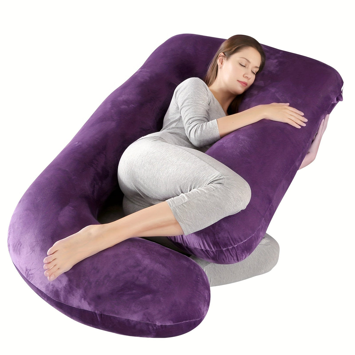 U-Shaped & J-Shaped Pregnancy Pillow, Full Body Maternity Pillow with Removable Cover for Full-Body Support, Machine Washable, All-Season Comfort, Multiple Styles & Colors