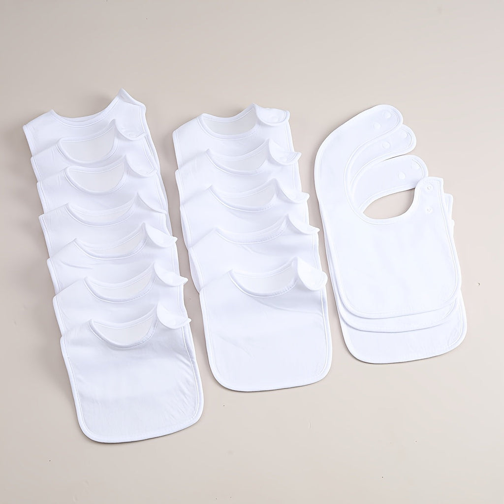 15-Piece Newborn Baby Drool Bib Set, Soft Absorbent All-Season Infant Saliva Bibs for Feeding Teething & Drooling, White
