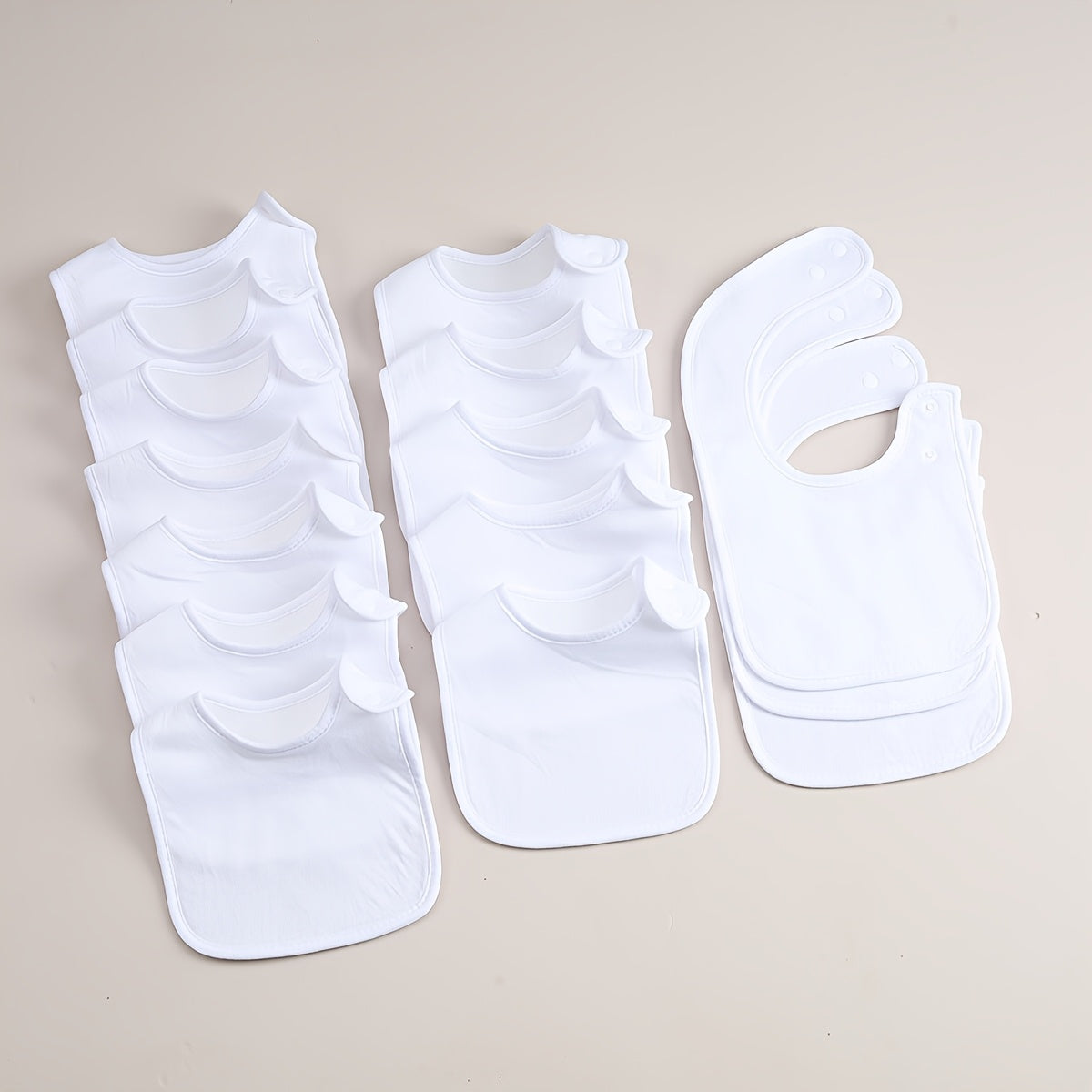 15-Piece Newborn Baby Drool Bib Set, Soft Absorbent All-Season Infant Saliva Bibs for Feeding Teething & Drooling, White