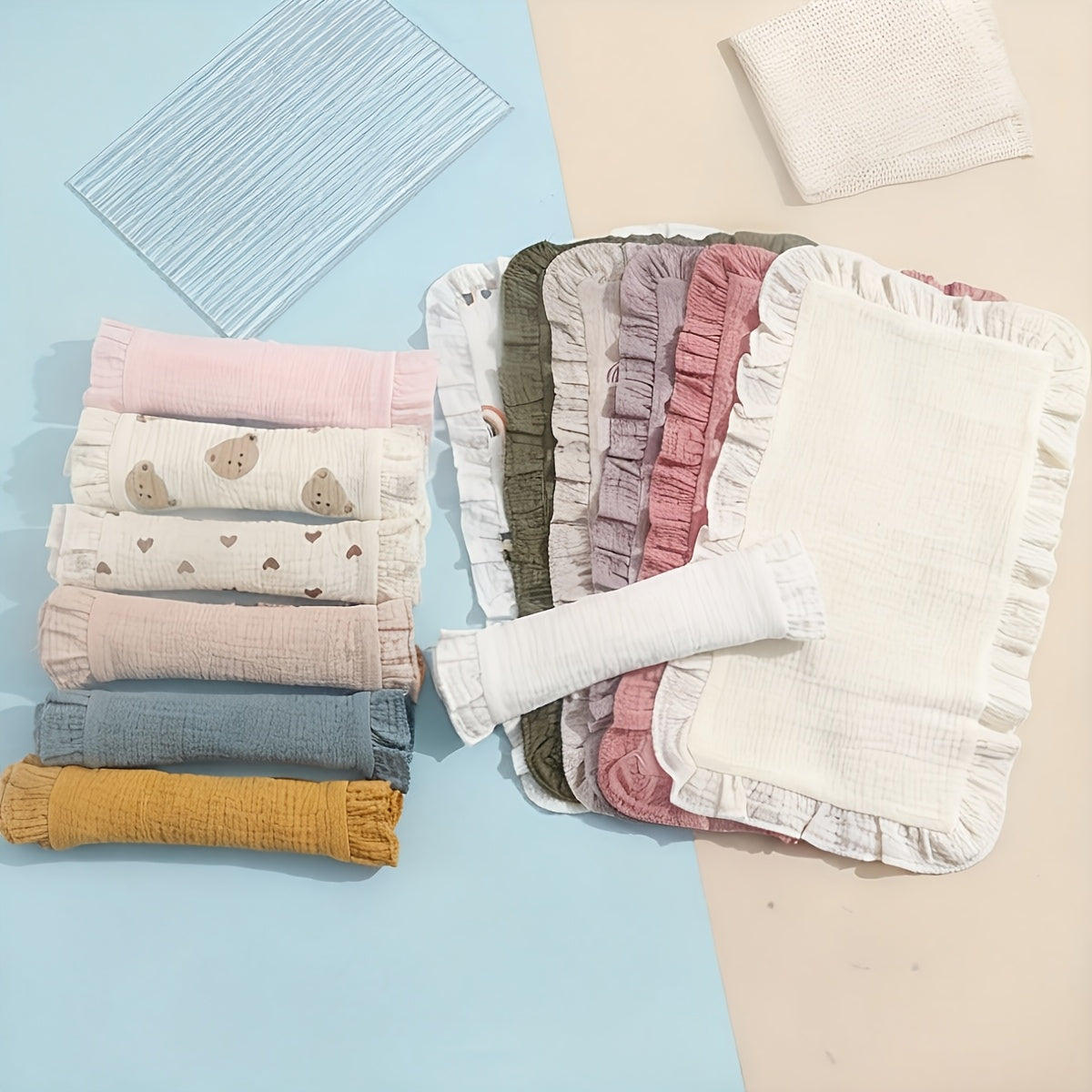 4-Pack Soft Baby Gauze Muslin Cloths, Absorbent Newborn & Infant Muslin Burp Cloths for Feeding Burping Sweat Absorption & Milk Stain Wiping, Gentle Reusable Baby Gauze Towels, Lotus Towel