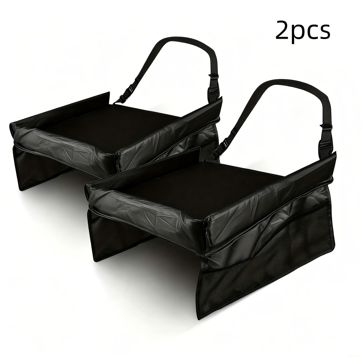Foldable Kids Car Seat Travel Tray with Storage Pockets, Expandable Polyester Backseat Organizer for Children, Lightweight Lap Desk for Car, Airplane & Home Use, 1 or 2 Pack