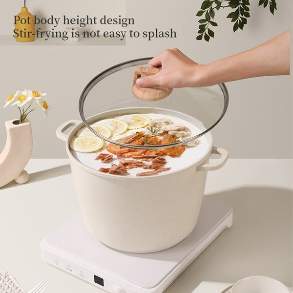 10.5QT Non-Stick Large Soup & Stock Pot – Family Size Even Heating All-Stove Compatible for Soups Stews Boiling & Meal Prep in White