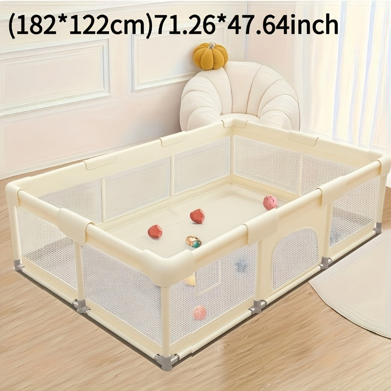 Baby Playpen & Kids Activity Center, Sturdy Safe Soft Breathable Mesh Indoor & Outdoor Toddler Play Yard, Easy Assembly Durable Baby Play Pen for Infants & Toddlers, Multiple Sizes, Beige & Grey