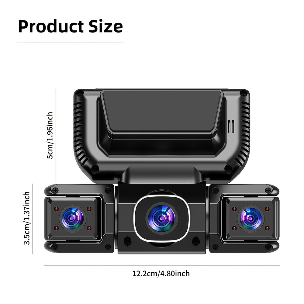 FOXGOD 360° Dash Cam for Car - 4 Channel Recording, Night Vision, 3.16" IPS Screen, WiFi, G-Sensor, Parking Mode, Includes 32GB Card - 4 Lens Bundle