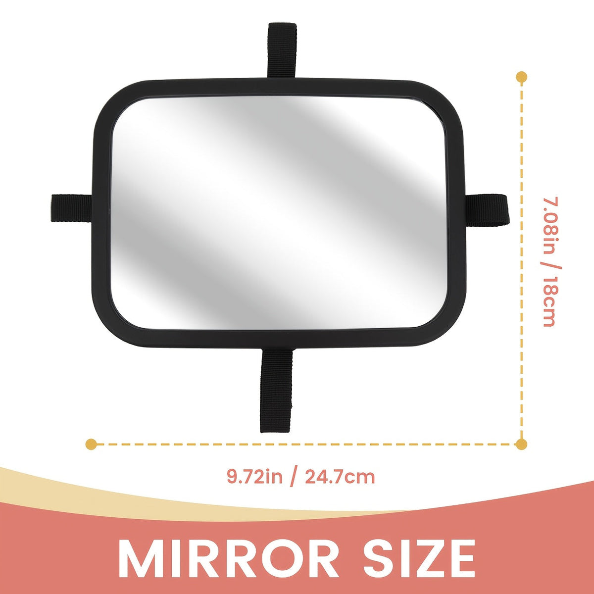 Large Deluxe Baby Car Mirror, Ultra HD Shatterproof PMMA Wide-Angle Backseat Mirror for Rear-Facing Infants, Premium Matte Finish ABS Frame, Secure & Stable, Black