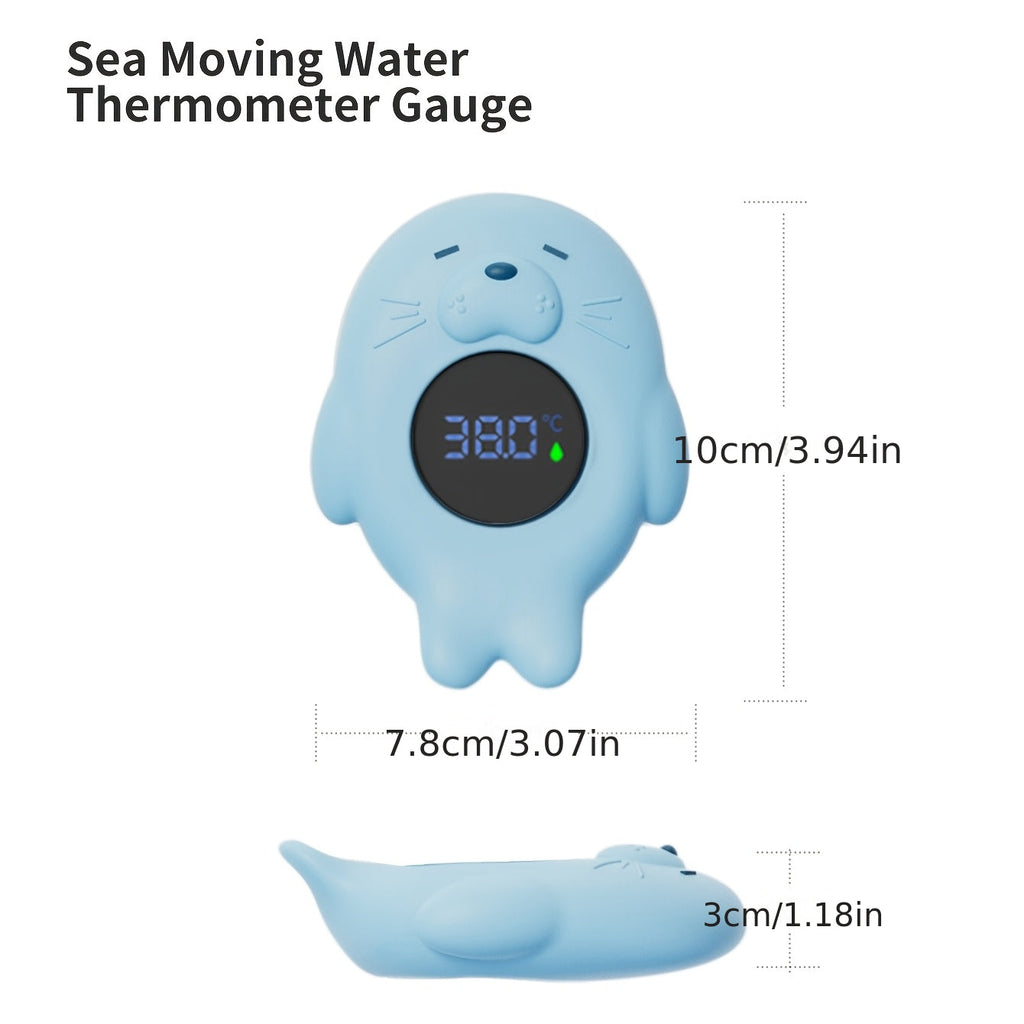 Sea Otter Floating Baby Bath Water Thermometer, Digital Water & Room Temperature Thermometer for Infant & Toddler Tub and Pool, Auto On/Off with Temperature Warning, Blue & Grey
