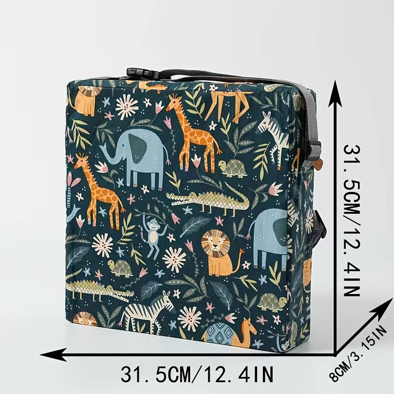 Toddler Dining Booster Seat Cushion, Portable High Chair Booster Pad with Cute Cartoon Animal Print, Non-Slip & Safe Kids Dining Seat Cushion that Fits Most Chairs, Animal Photos & Giraffe