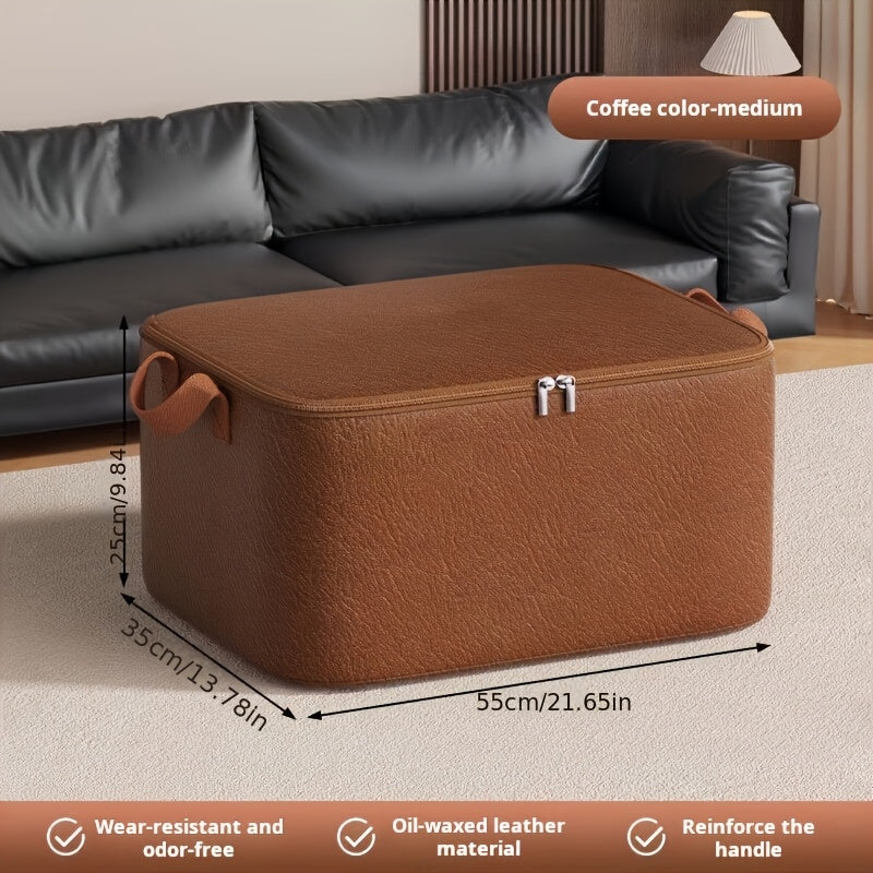 Travel Storage Bag Large Capacity Oil Waxed Packing Organizer Moisture-Proof Wear-Resistant Reinforced Handles for Clothes Quilts Blankets