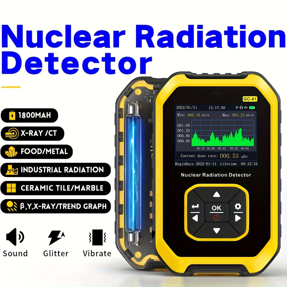 Geiger Counter Nuclear Radiation Detector - Portable Handheld Dosimeter with LCD Display for Beta, Gamma & X-Ray Radiation Monitoring