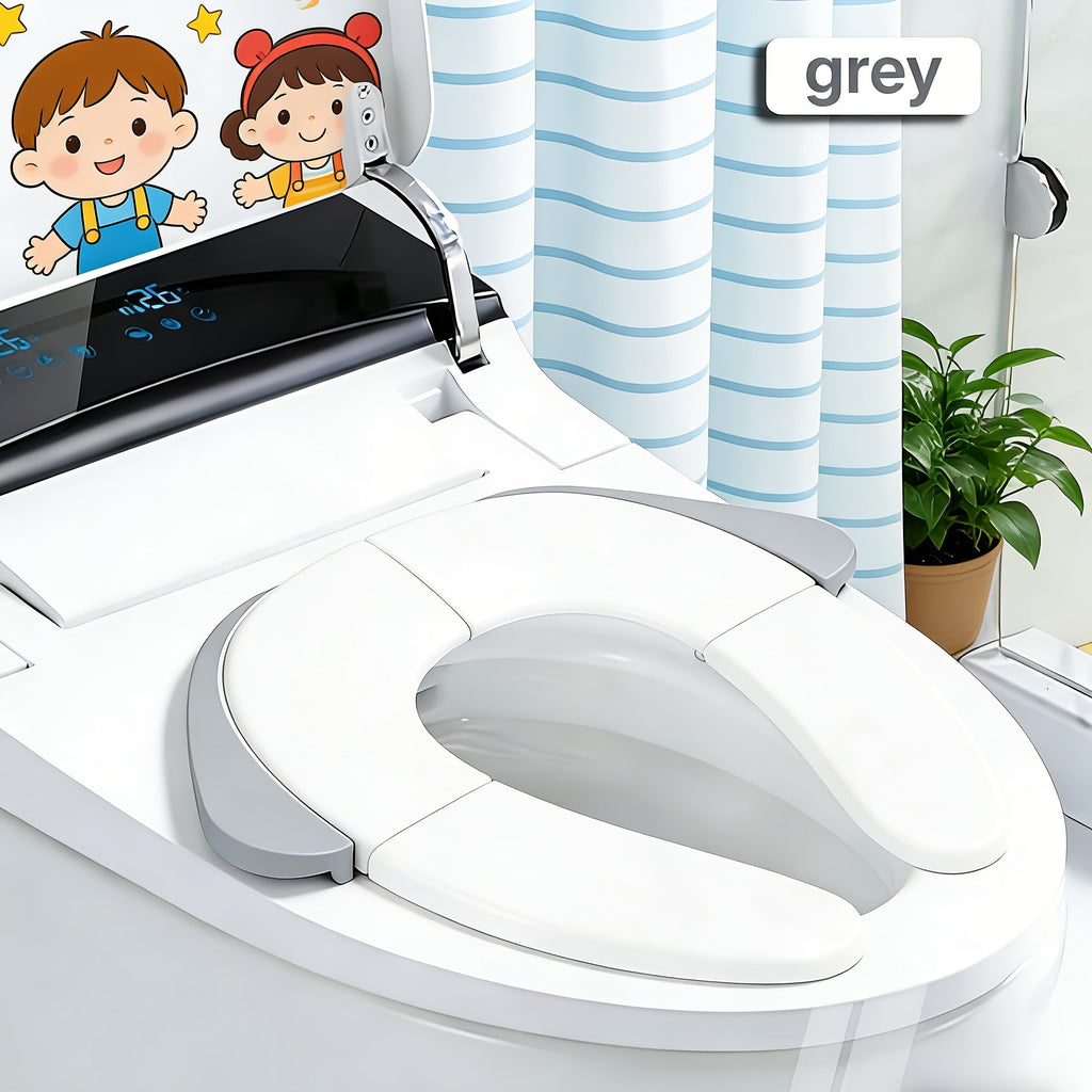 Foldable Portable Kids Toilet Seat Cushion, Puppy Pattern Collapsible Training Seat with Non-Slip Pad & Travel Bag, Splash-Proof Easy to Clean, Fits Most Toilets for Boys & Girls, Gray Blue & Pink