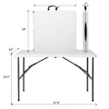 Plastic Folding Table 4ft/6ft - Rectangular Center-Fold Portable Table with Carry Handle for BBQ, Outdoor, Camping & Party - White - Seats 4-8 Persons
